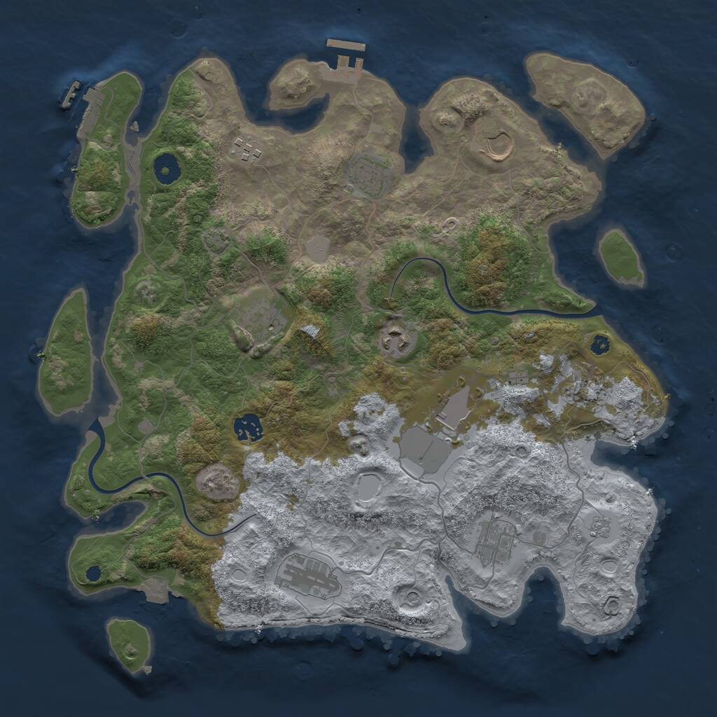 Rust Map: Procedural Map, Size: 3750, Seed: 94558037, 16 Monuments