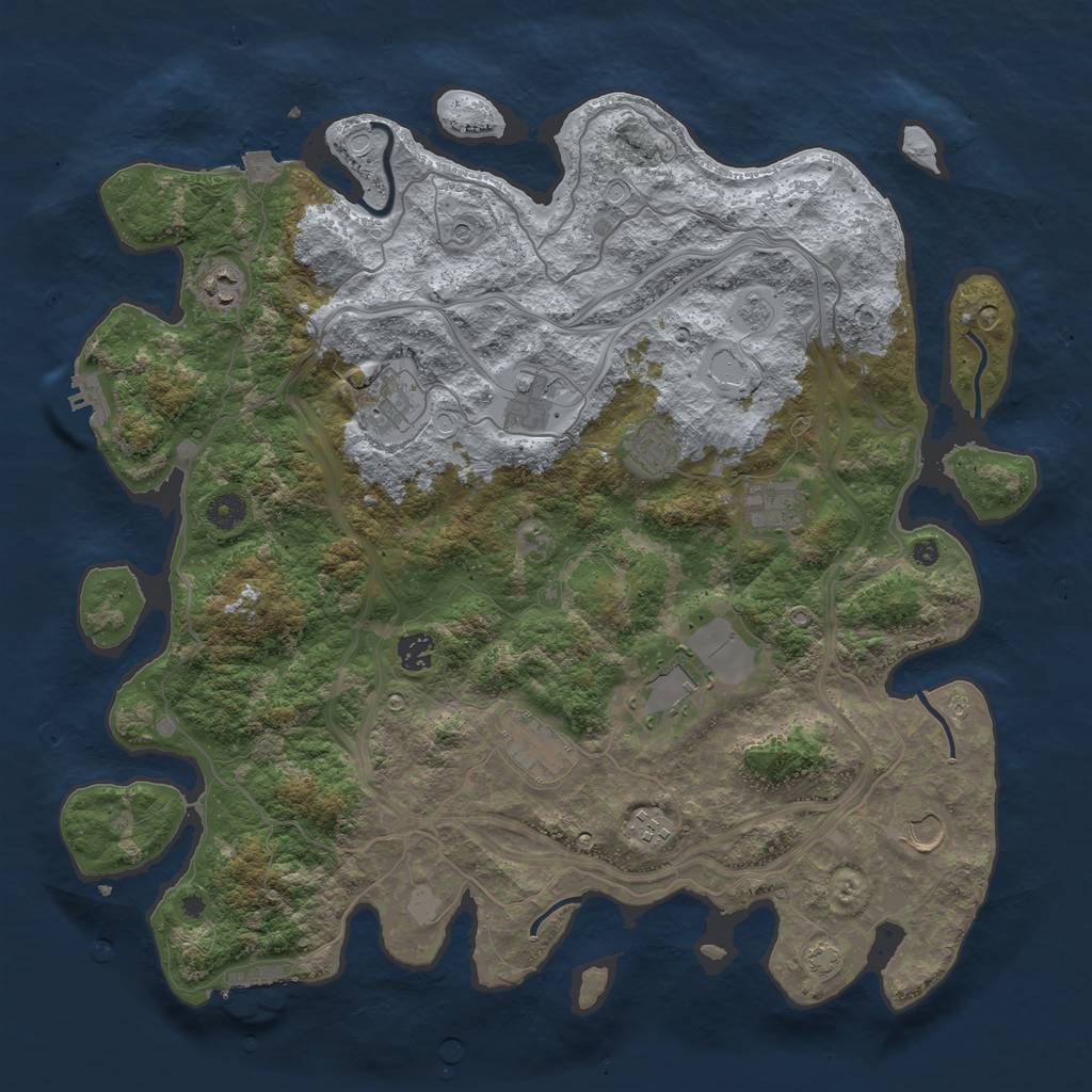Rust Map: Procedural Map, Size: 4300, Seed: 89474706, 18 Monuments