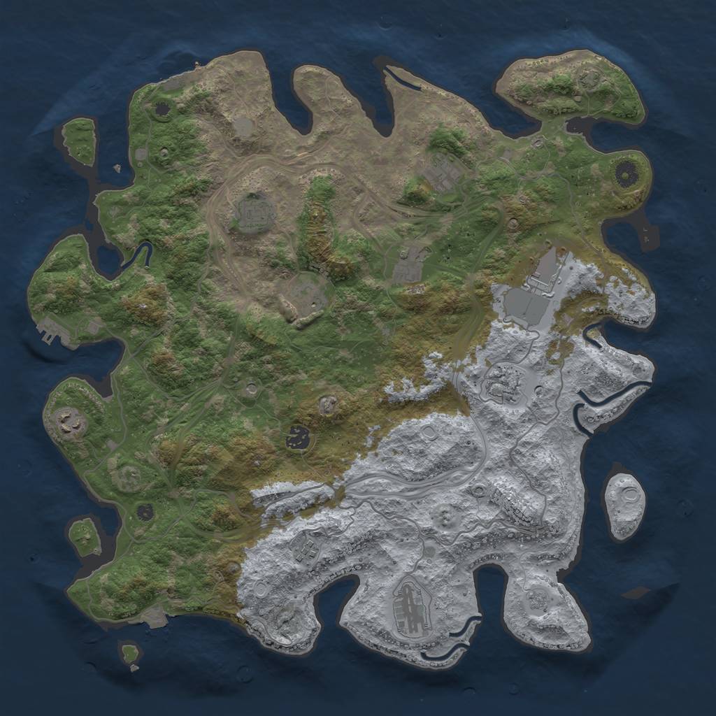 Rust Map: Procedural Map, Size: 4400, Seed: 92189198, 18 Monuments