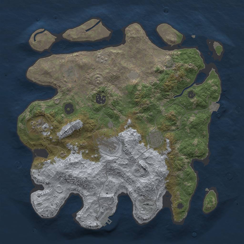 Rust Map: Procedural Map, Size: 3450, Seed: 38074313, 13 Monuments