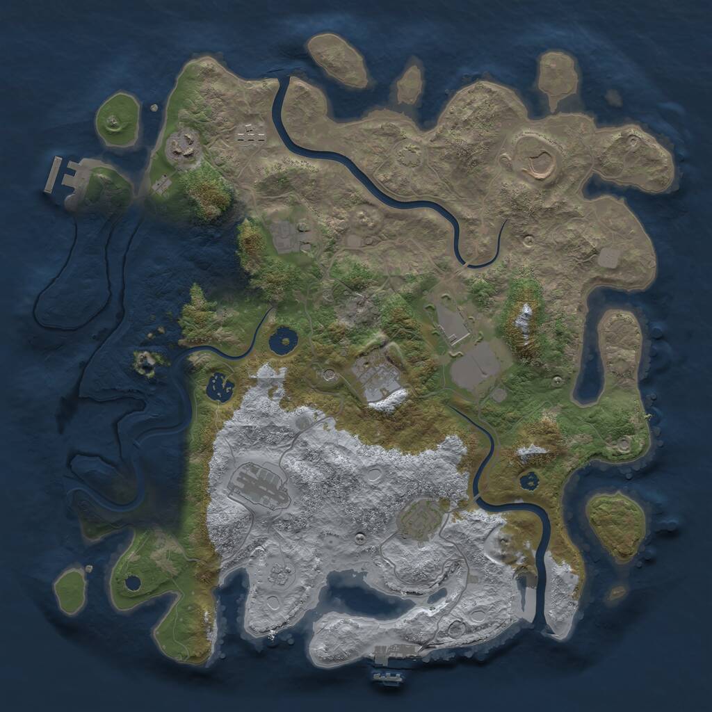 Rust Map: Procedural Map, Size: 3850, Seed: 81990801, 15 Monuments
