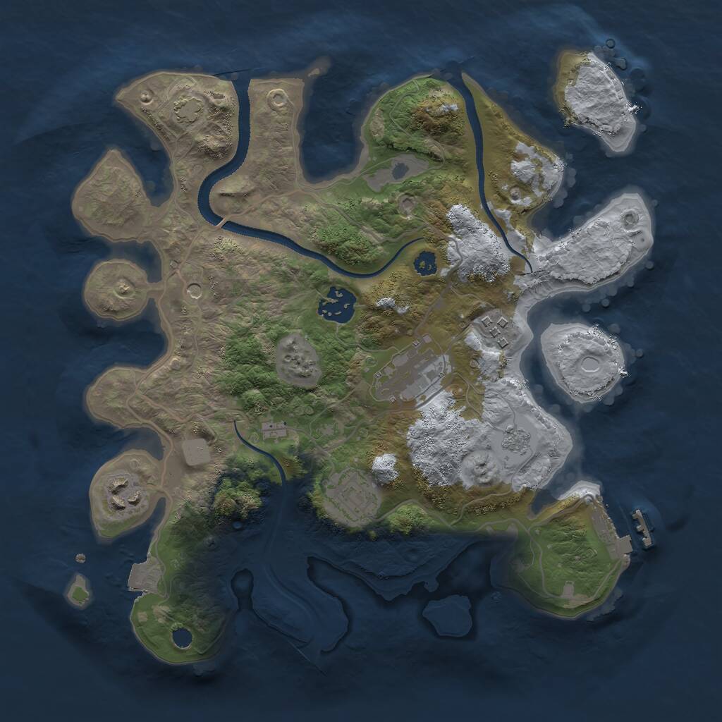 Rust Map: Procedural Map, Size: 3000, Seed: 1286925847, 10 Monuments