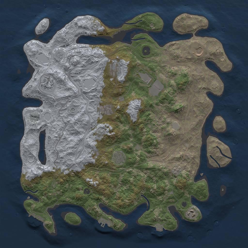 Rust Map: Procedural Map, Size: 4250, Seed: 1080187427, 16 Monuments