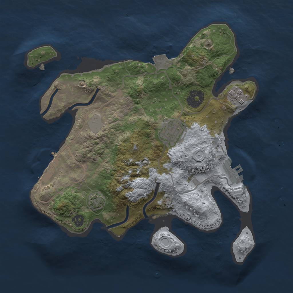 Rust Map: Procedural Map, Size: 2500, Seed: 777094397, 8 Monuments