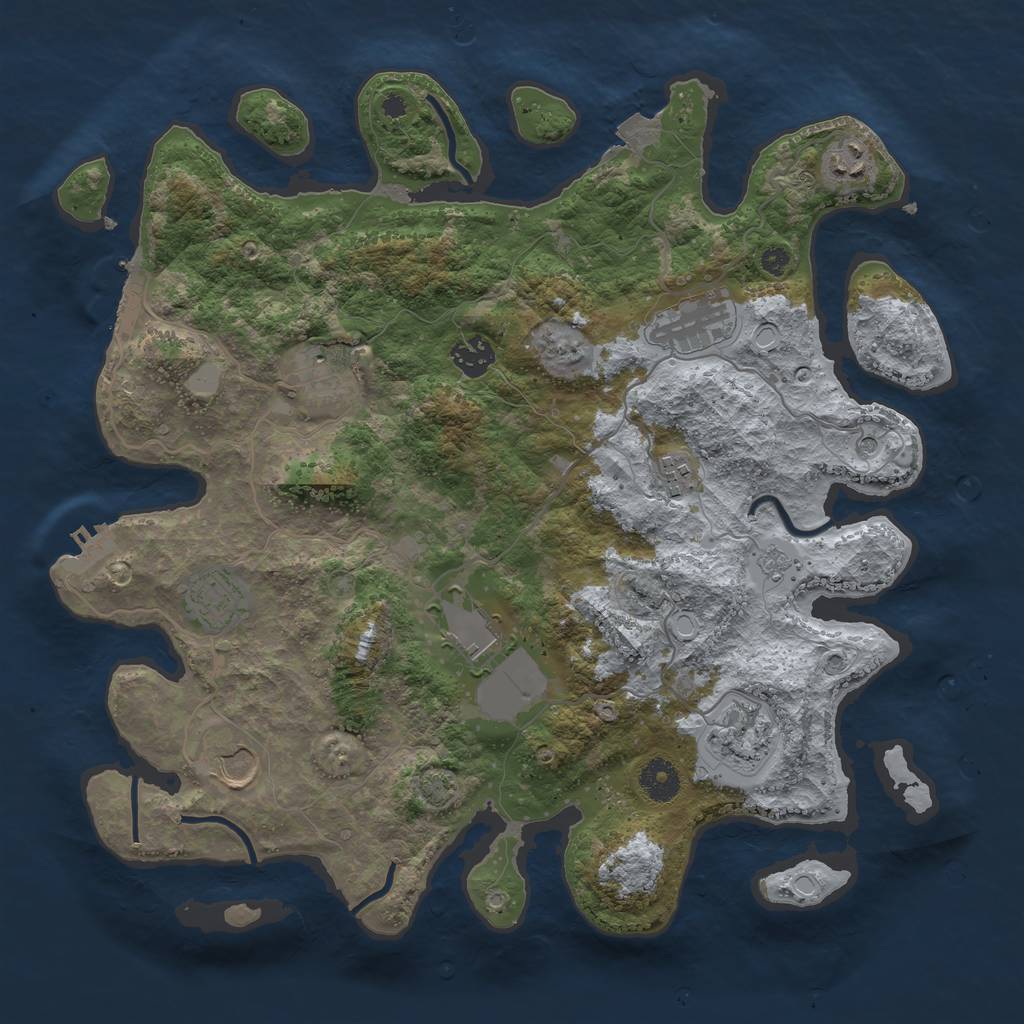 Rust Map: Procedural Map, Size: 3750, Seed: 230803001, 17 Monuments