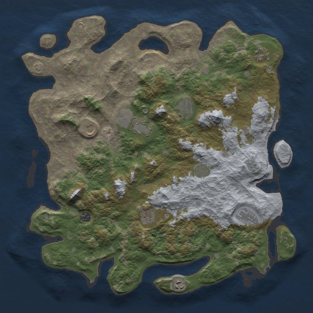 Rust Map: Barren, Size: 4500, Seed: 651506916, 14 Monuments