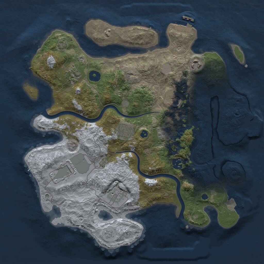 Rust Map: Procedural Map, Size: 3500, Seed: 5743193, 14 Monuments