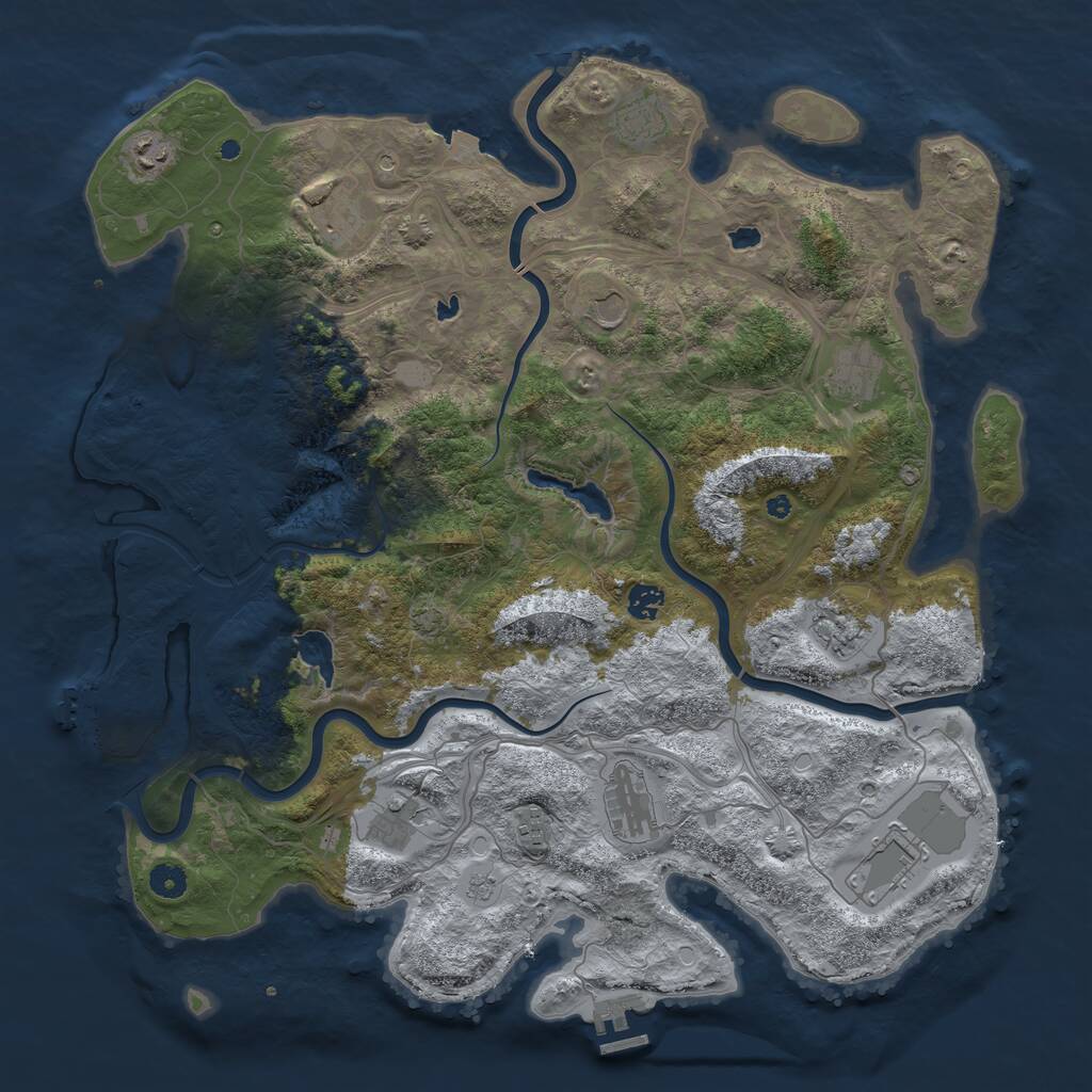 Rust Map: Procedural Map, Size: 4500, Seed: 467000990, 17 Monuments