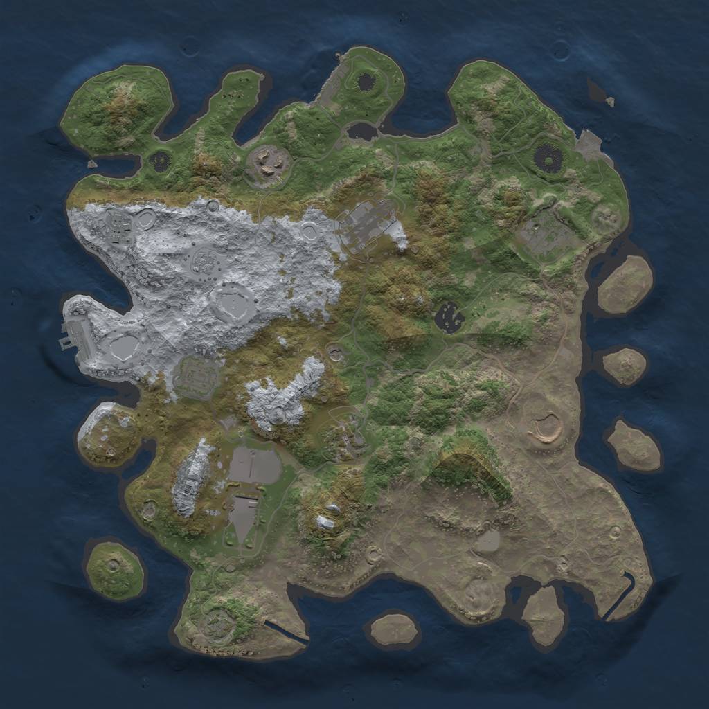 Rust Map: Procedural Map, Size: 3650, Seed: 57540441, 17 Monuments