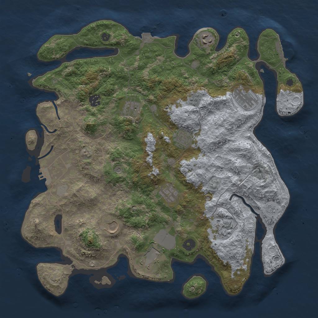 Rust Map: Procedural Map, Size: 3950, Seed: 63918307, 18 Monuments