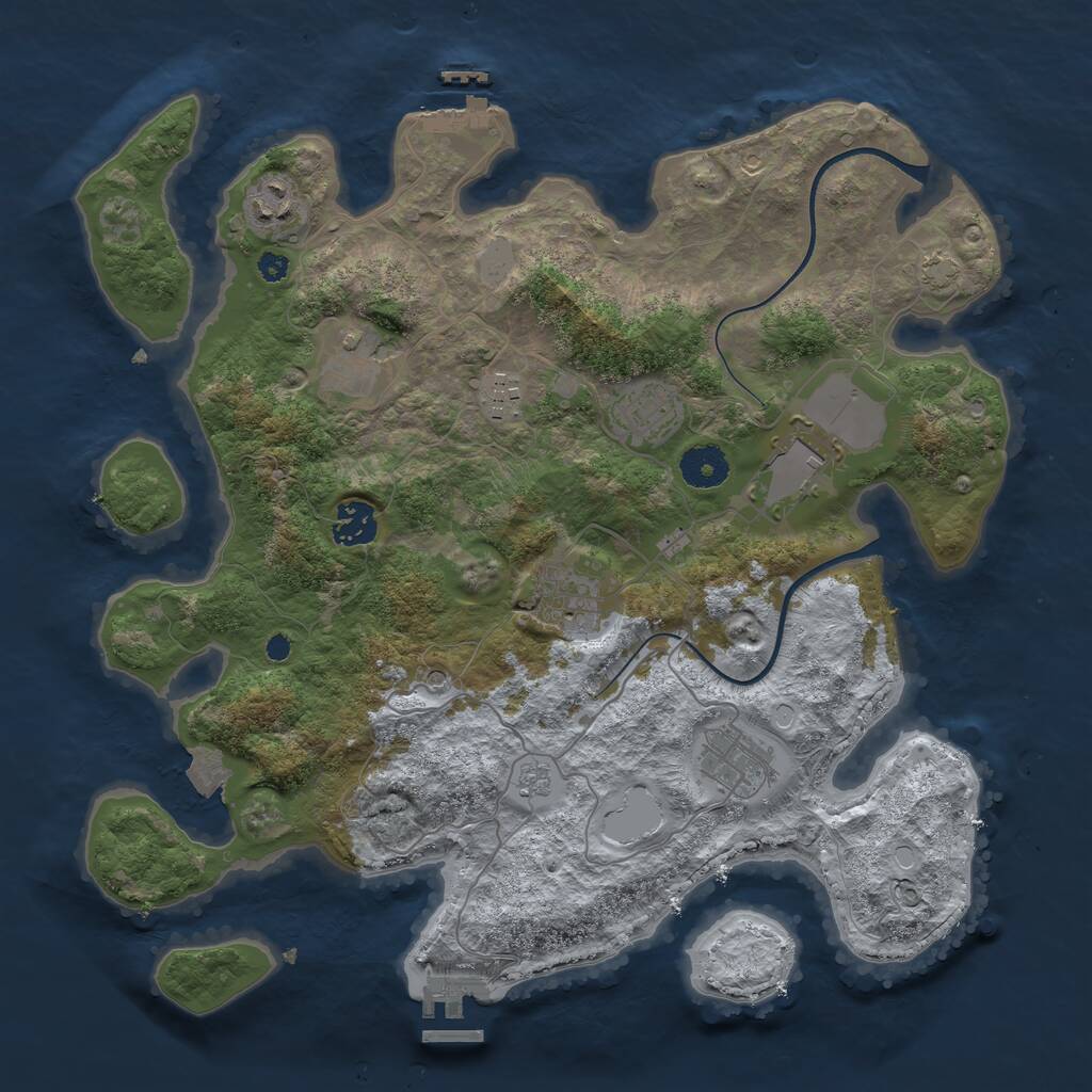Rust Map: Procedural Map, Size: 3600, Seed: 14288328, 14 Monuments