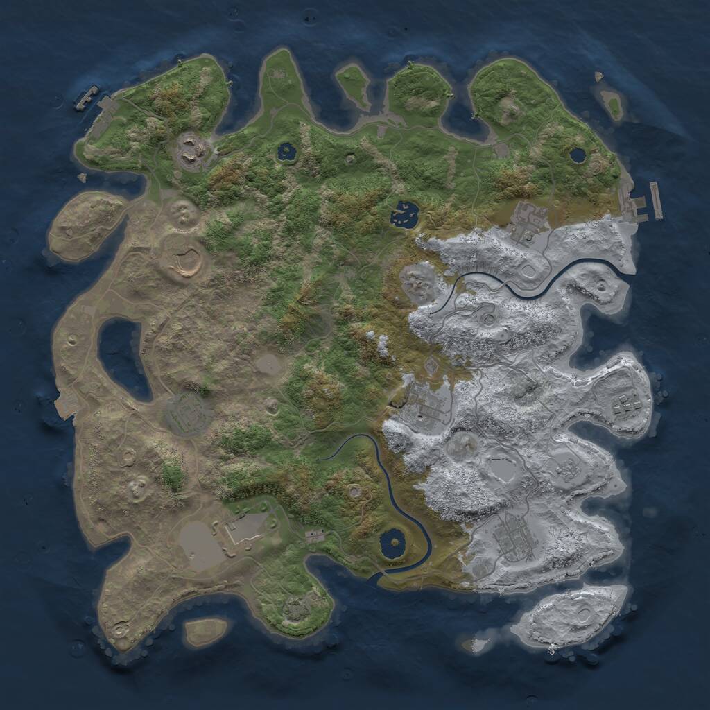 Rust Map: Procedural Map, Size: 3800, Seed: 19988511, 15 Monuments