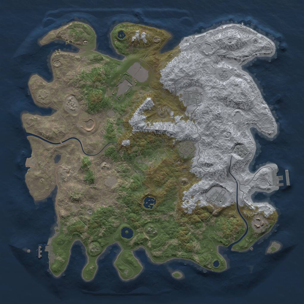 Rust Map: Procedural Map, Size: 3850, Seed: 38478808, 14 Monuments
