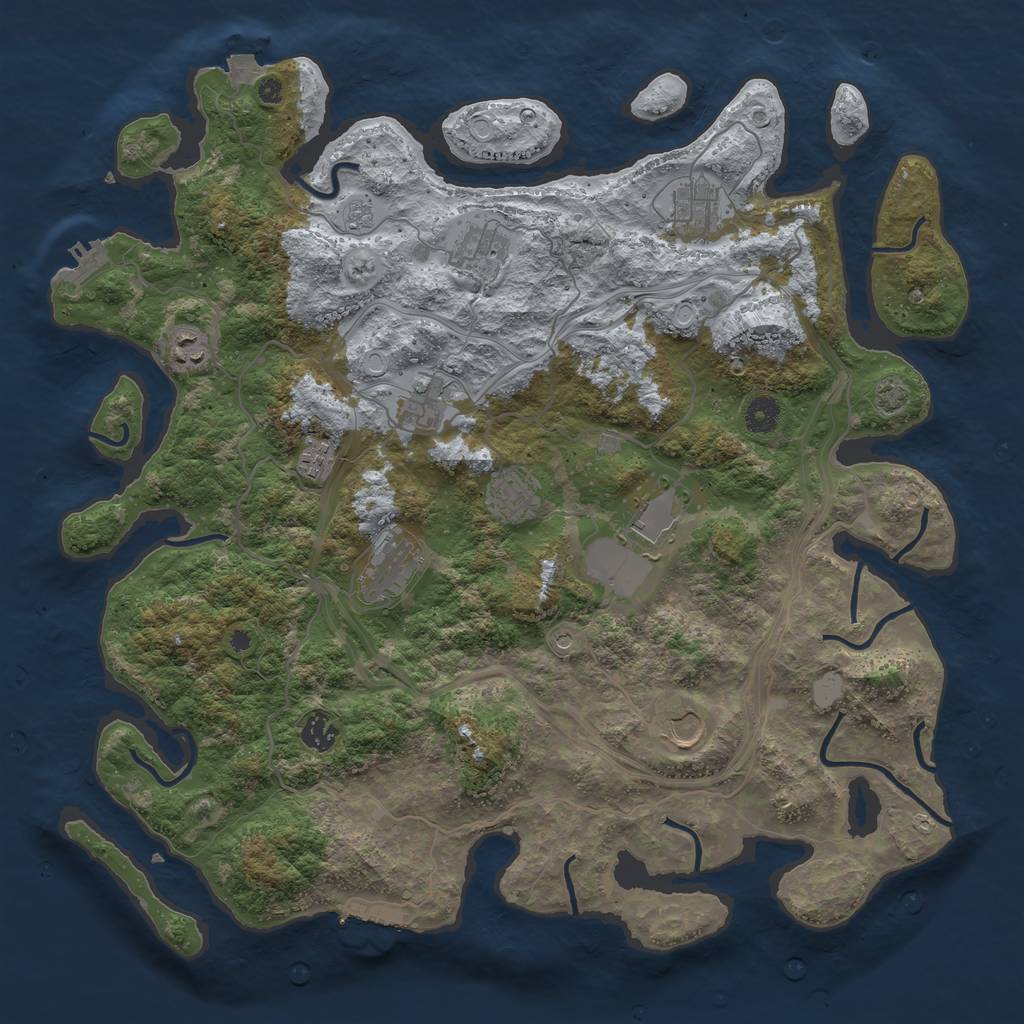 Rust Map: Procedural Map, Size: 4250, Seed: 80233458, 18 Monuments
