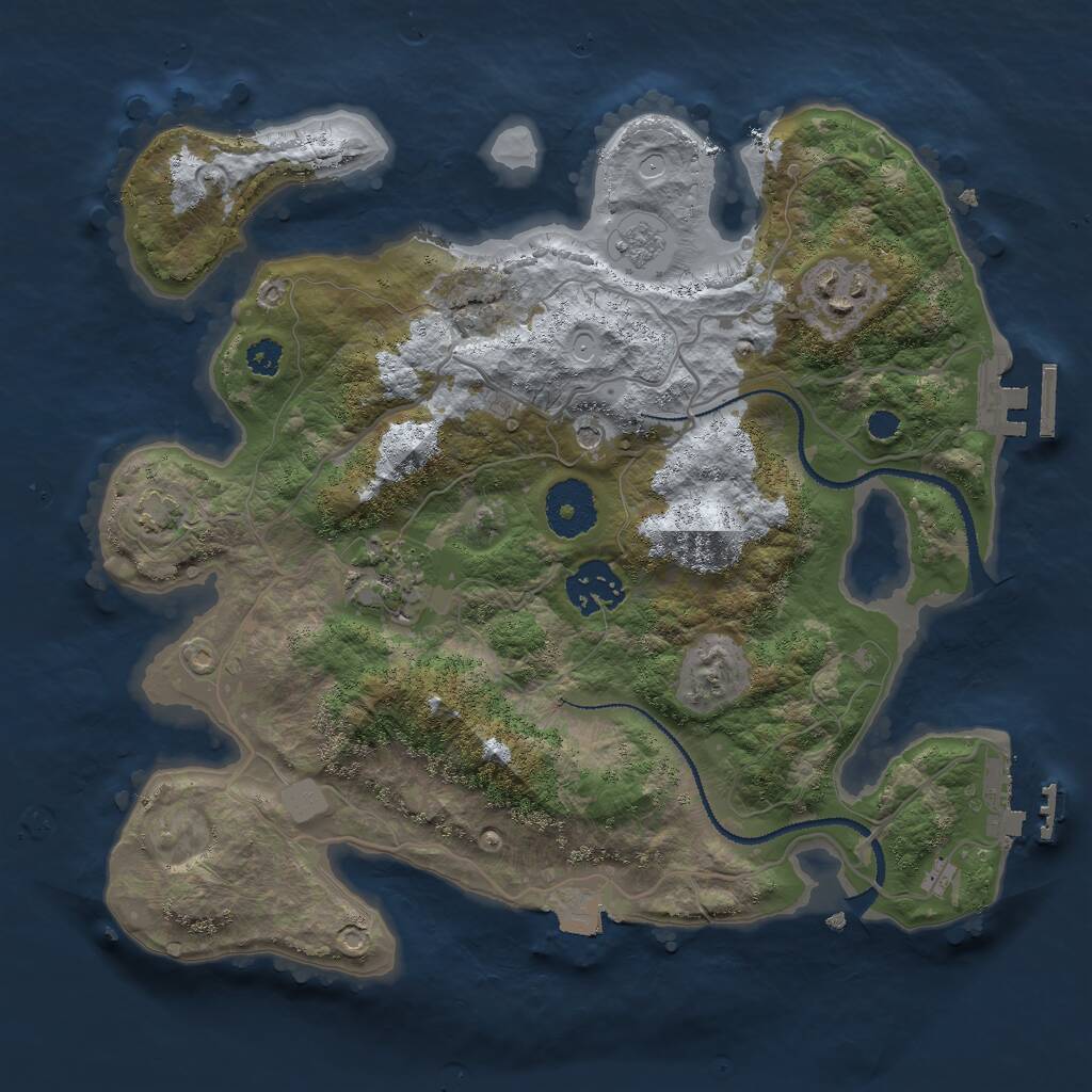 Rust Map: Procedural Map, Size: 3000, Seed: 32316, 9 Monuments