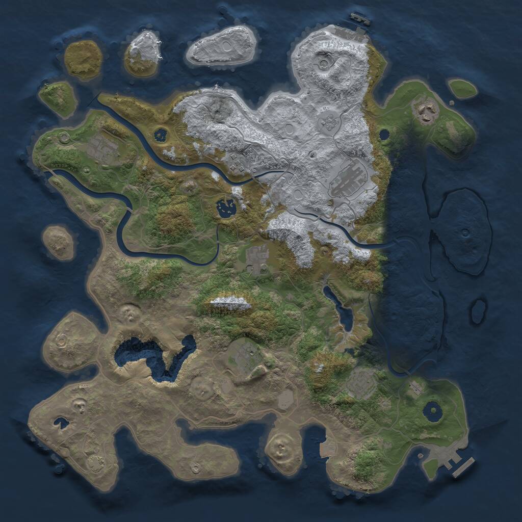 Rust Map: Procedural Map, Size: 4000, Seed: 415001, 14 Monuments