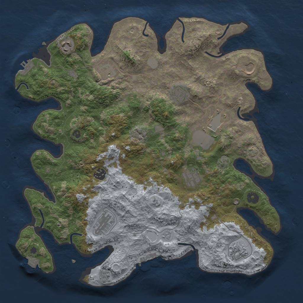 Rust Map: Procedural Map, Size: 3850, Seed: 10300705, 18 Monuments