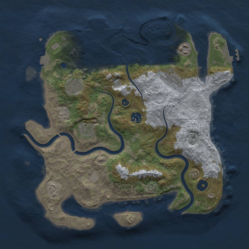 Rust Map: Procedural Map, Size: 3400, Seed: 69224113, 12 Monuments