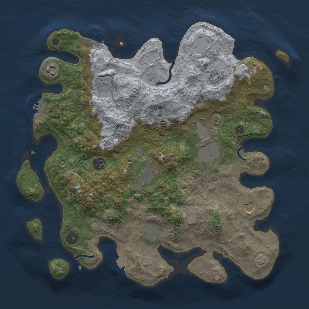 Rust Map: Procedural Map, Size: 3750, Seed: 41266394, 17 Monuments