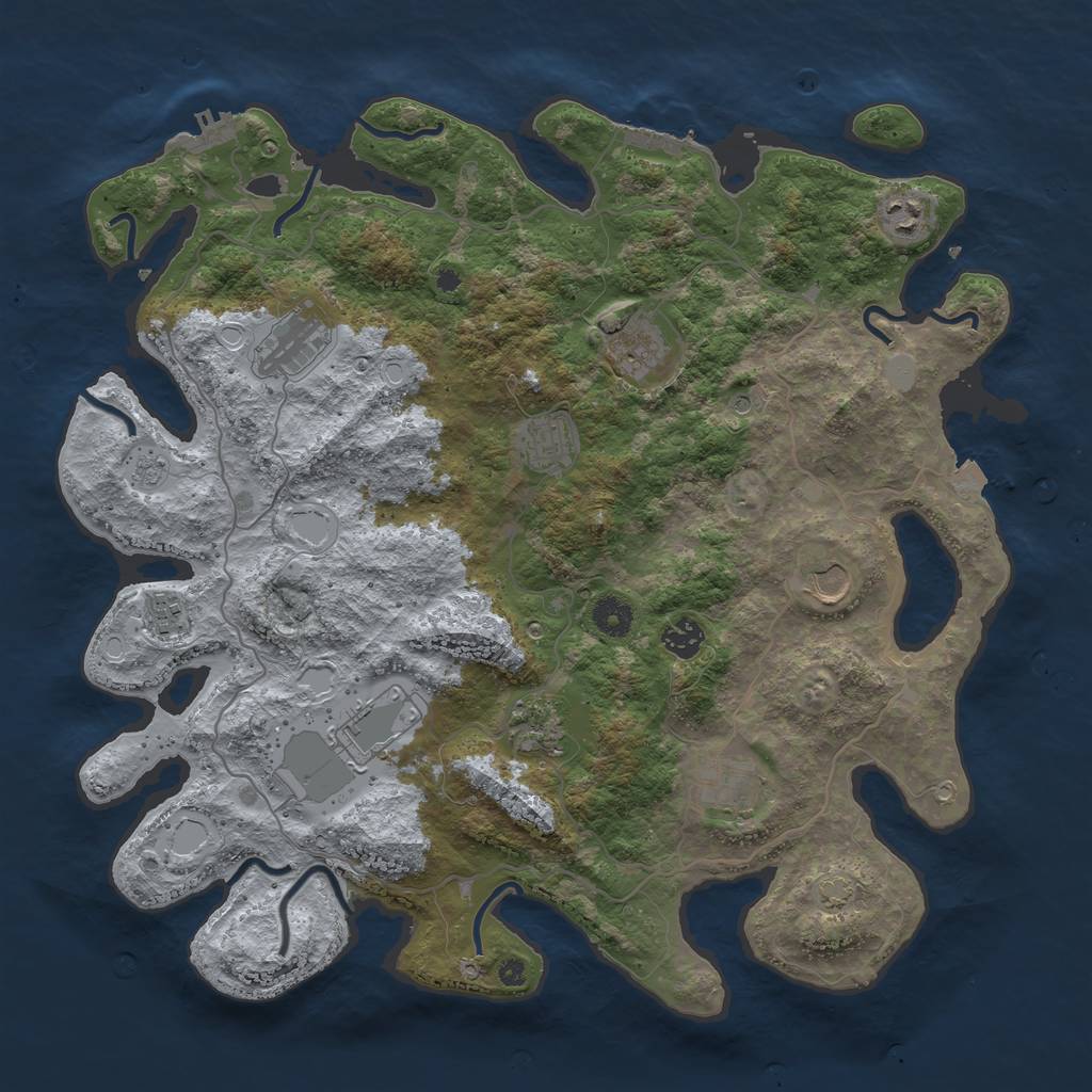 Rust Map: Procedural Map, Size: 4100, Seed: 1779678, 18 Monuments