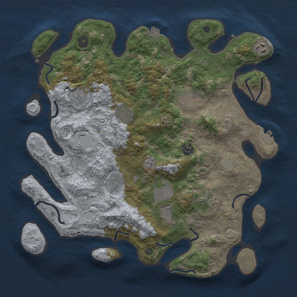 Rust Map: Procedural Map, Size: 3850, Seed: 1345875837, 16 Monuments