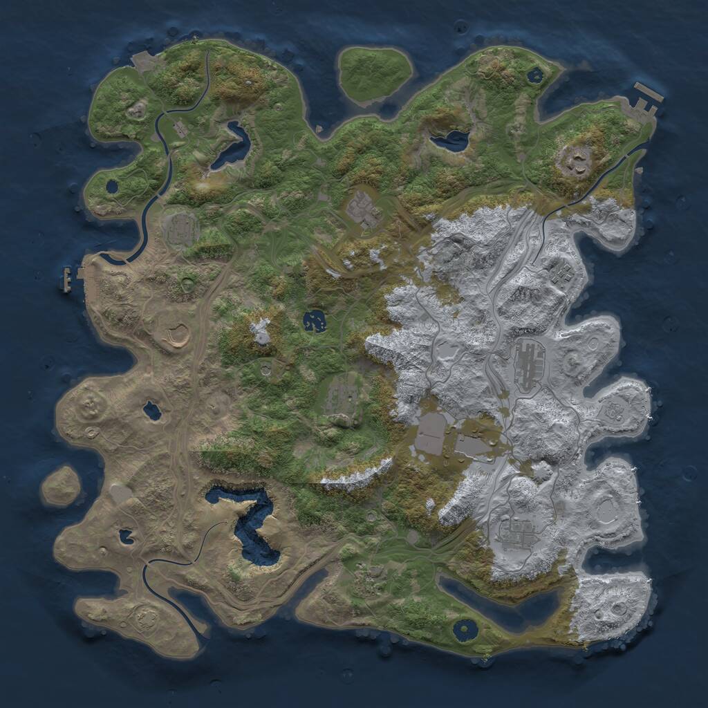 Rust Map: Procedural Map, Size: 4500, Seed: 2139384204, 17 Monuments