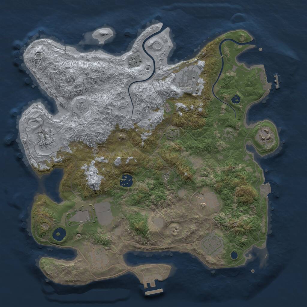 Rust Map: Procedural Map, Size: 3500, Seed: 5513443, 15 Monuments
