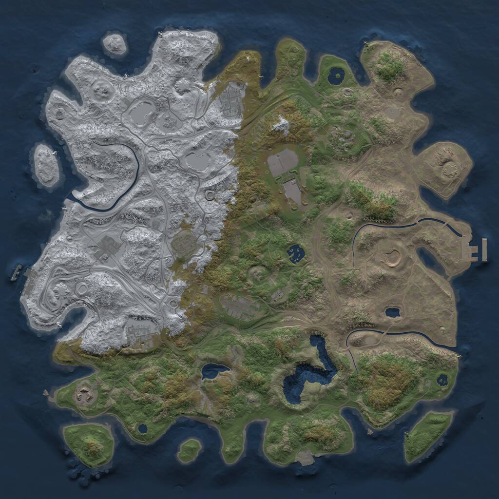 Rust Map: Procedural Map, Size: 4300, Seed: 14067580, 16 Monuments