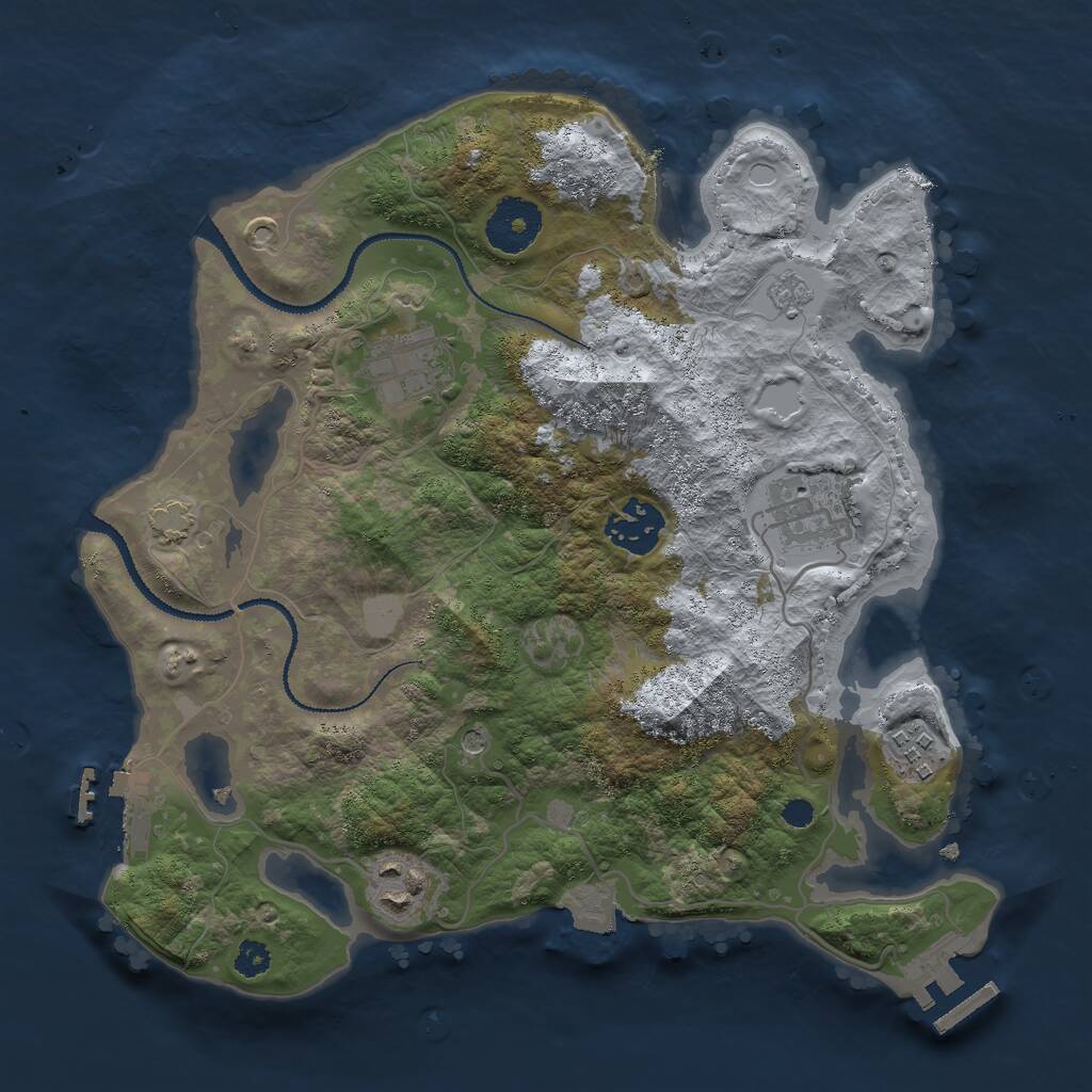 Rust Map: Procedural Map, Size: 3000, Seed: 5120493, 11 Monuments