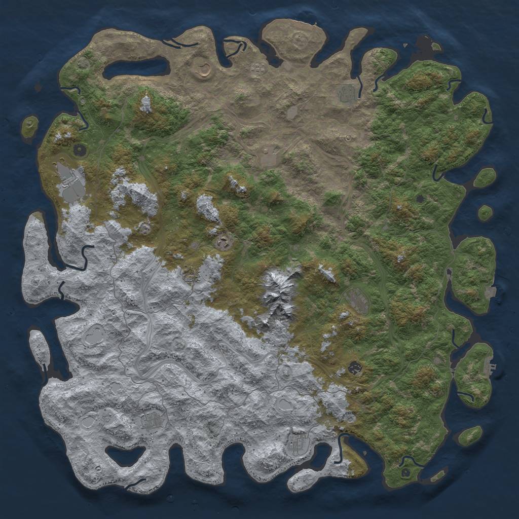 Rust Map: Procedural Map, Size: 6000, Seed: 4464, 19 Monuments