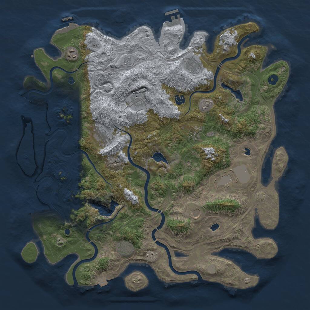 Rust Map: Procedural Map, Size: 4500, Seed: 775833772, 16 Monuments