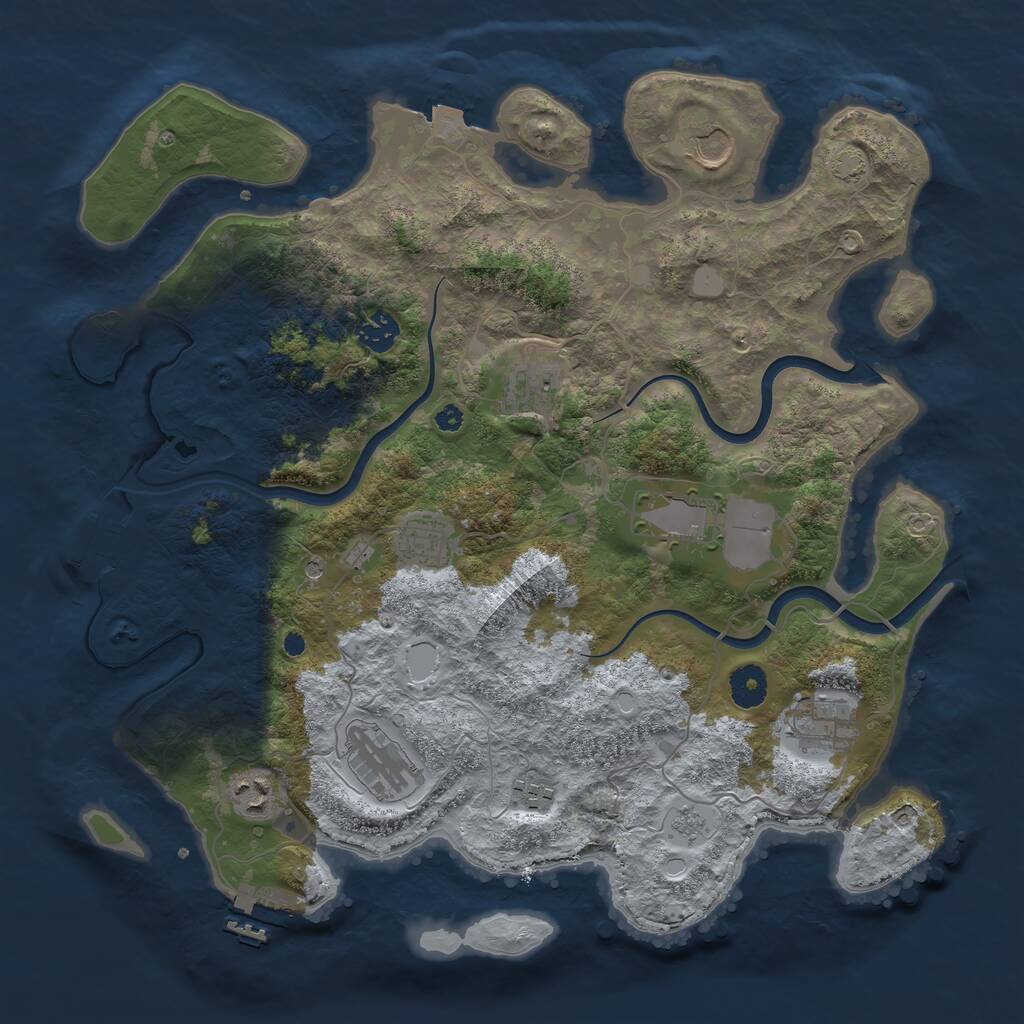 Rust Map: Procedural Map, Size: 3800, Seed: 111594566, 15 Monuments