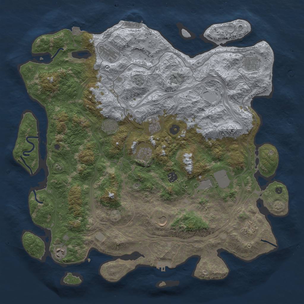 Rust Map: Procedural Map, Size: 4500, Seed: 1428898999, 19 Monuments