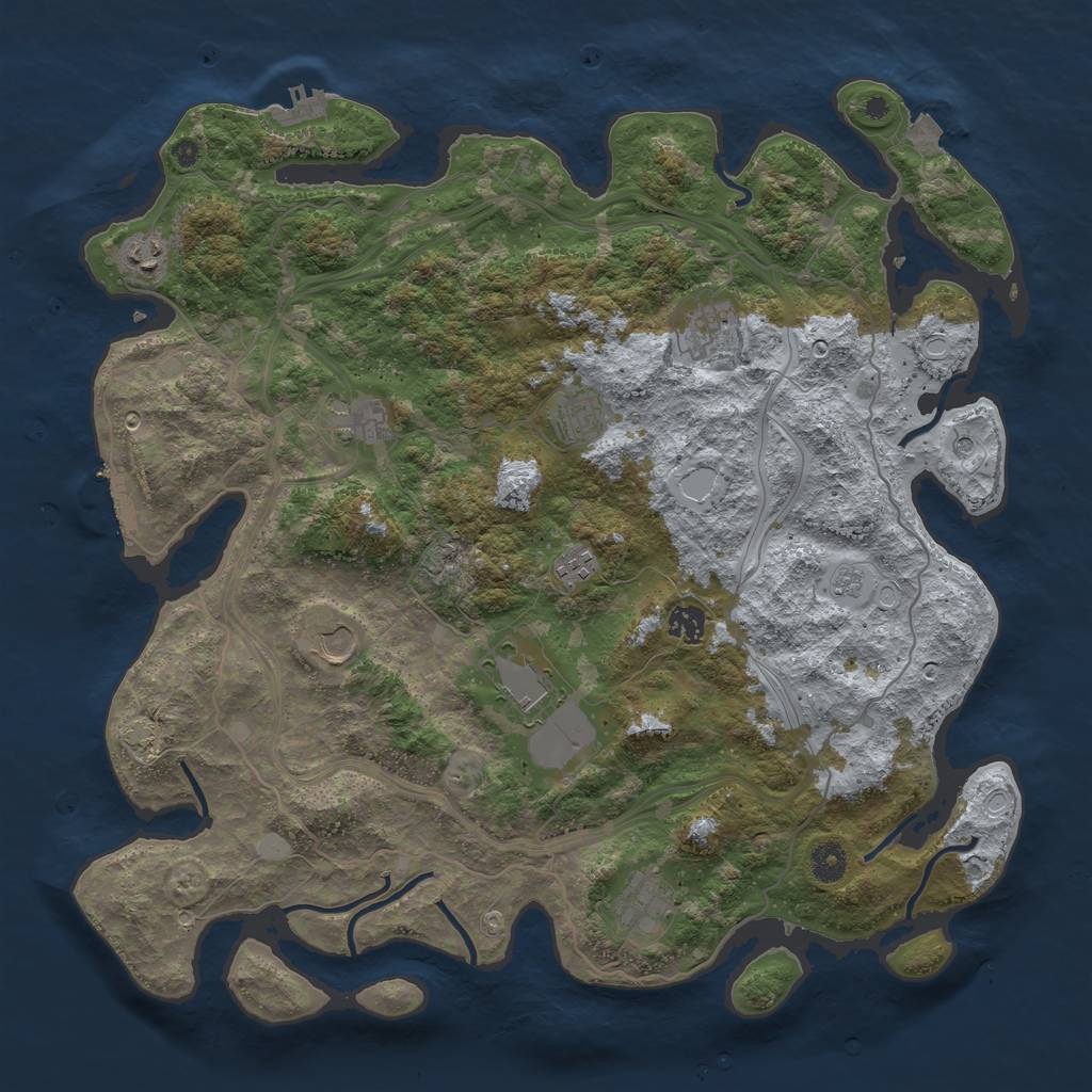 Rust Map: Procedural Map, Size: 4250, Seed: 376993410, 17 Monuments