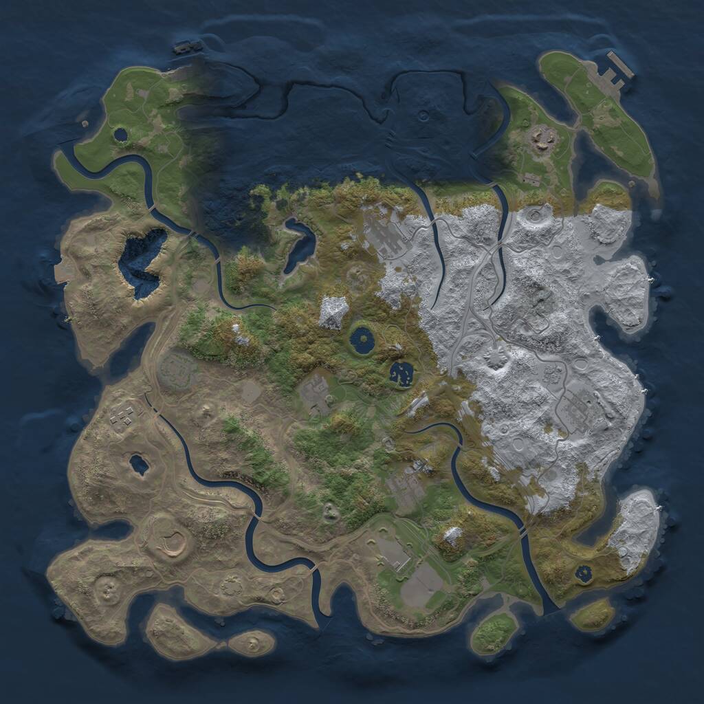 Rust Map: Procedural Map, Size: 4250, Seed: 376993410, 16 Monuments