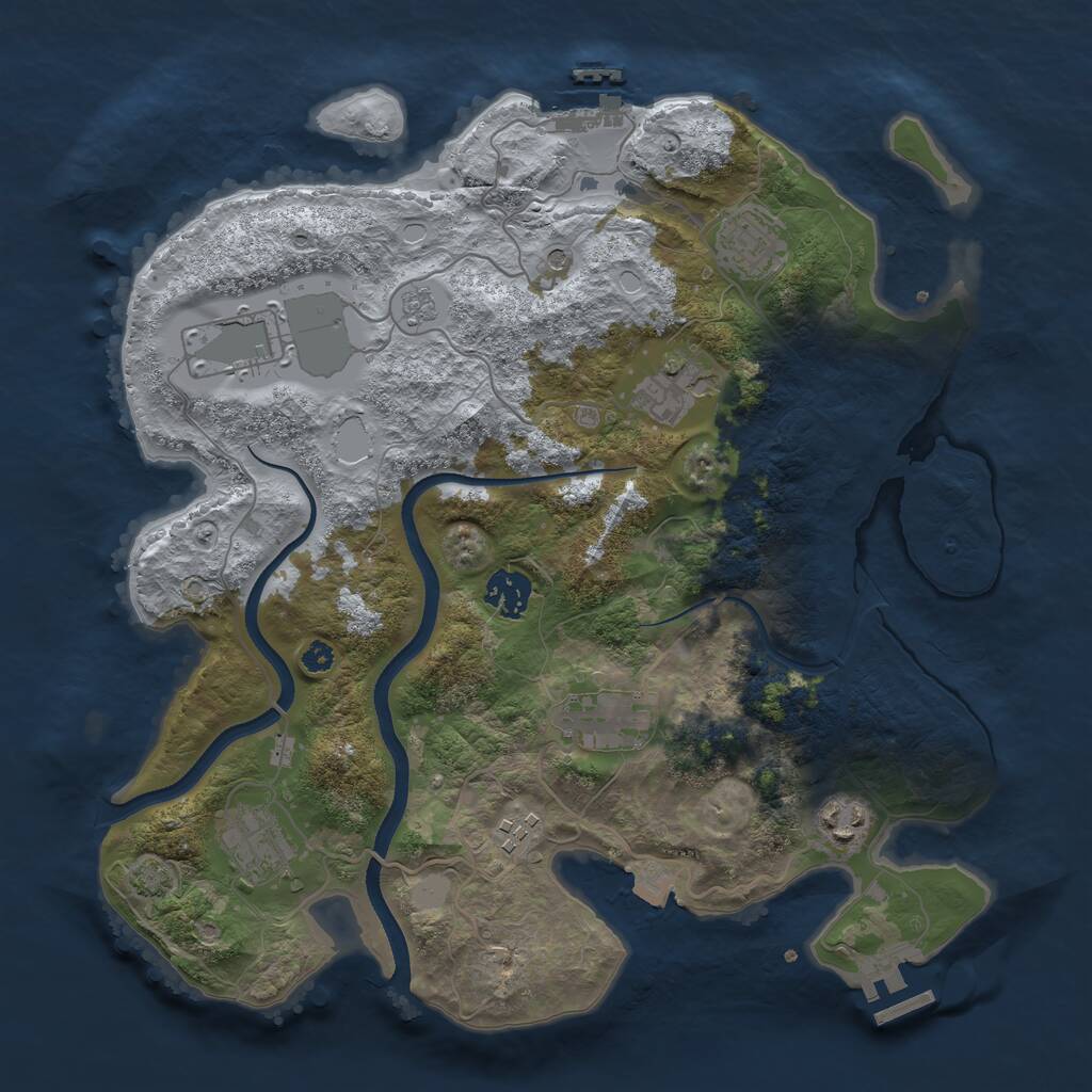 Rust Map: Procedural Map, Size: 3500, Seed: 86211057, 14 Monuments