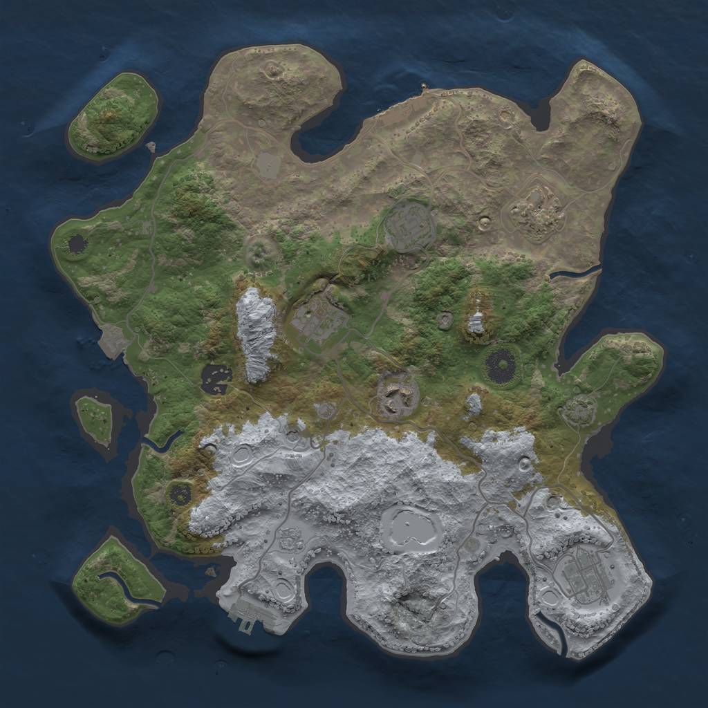 Rust Map: Procedural Map, Size: 3300, Seed: 29764255, 14 Monuments