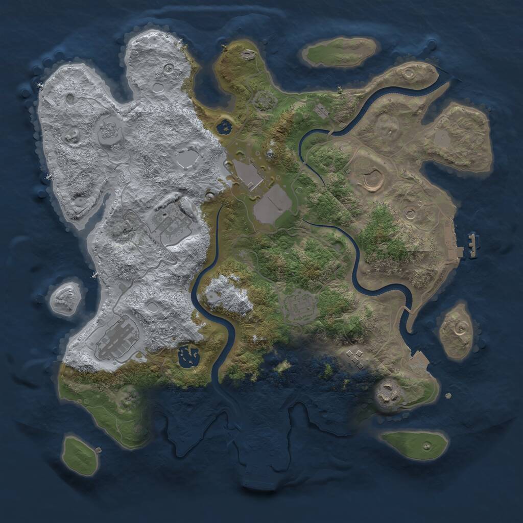 Rust Map: Procedural Map, Size: 3500, Seed: 1054826217, 14 Monuments