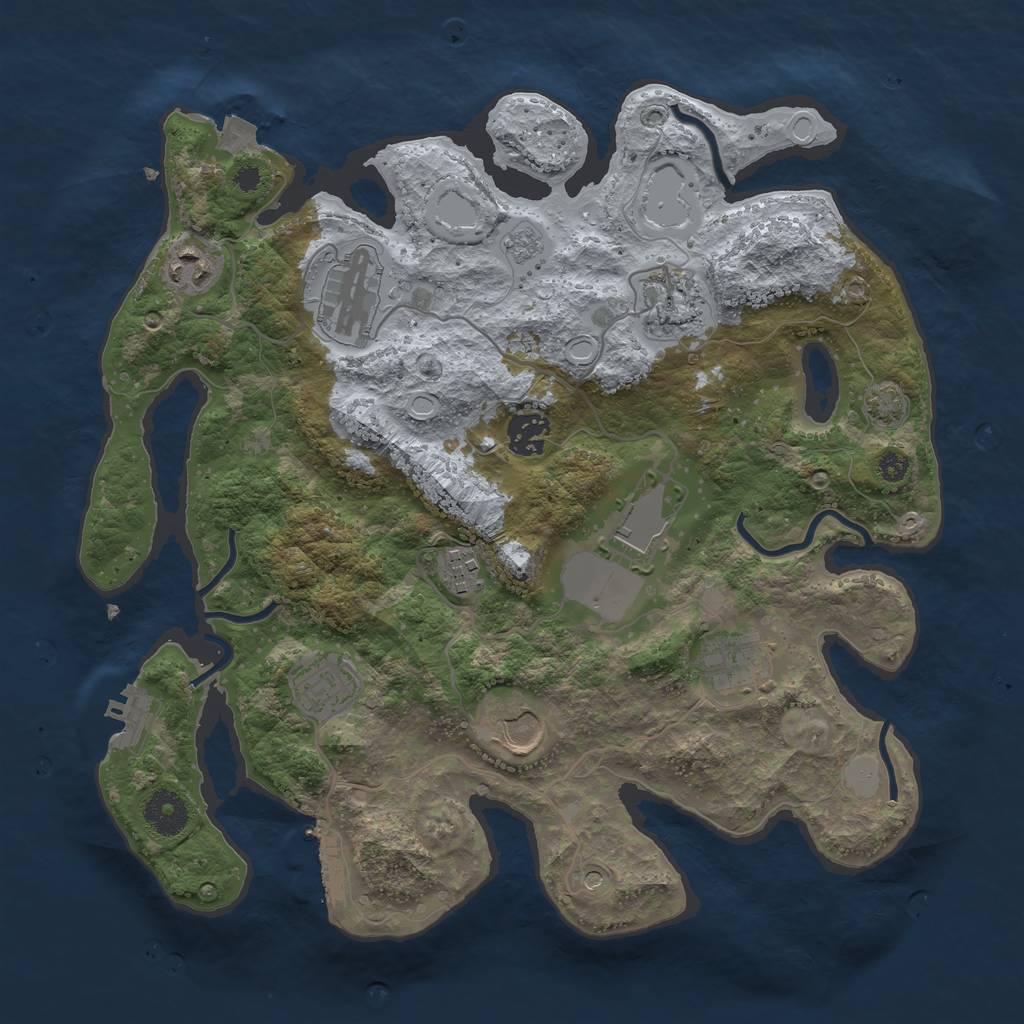 Rust Map: Procedural Map, Size: 3500, Seed: 273423966, 17 Monuments