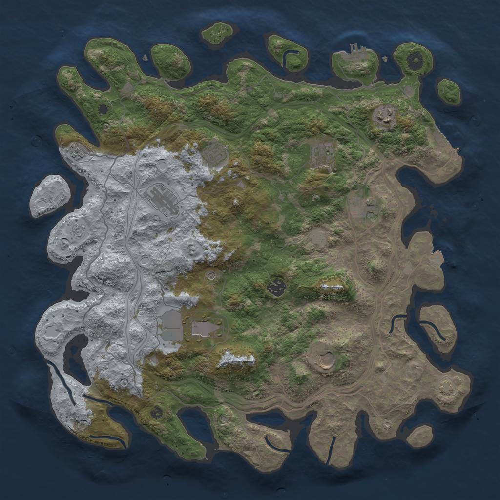 Rust Map: Procedural Map, Size: 4250, Seed: 469753944, 17 Monuments