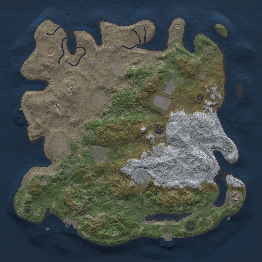 Rust Map: Procedural Map, Size: 4000, Seed: 193789075, 17 Monuments