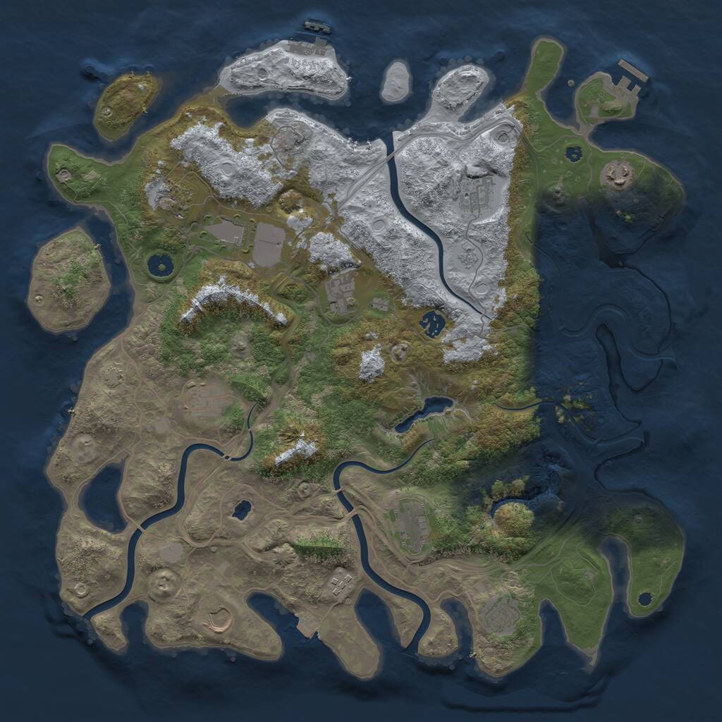 Rust Map: Procedural Map, Size: 4400, Seed: 22446677, 17 Monuments