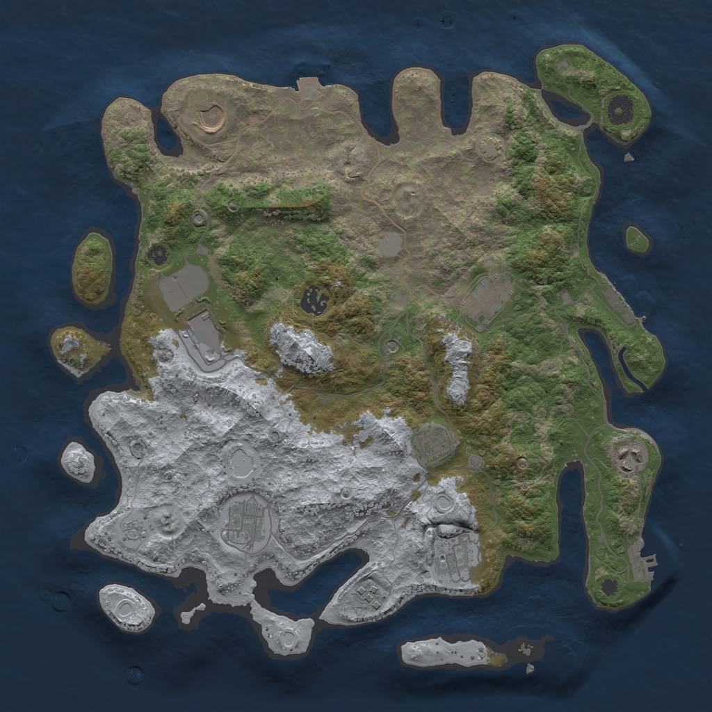 Rust Map: Procedural Map, Size: 3800, Seed: 3004, 17 Monuments
