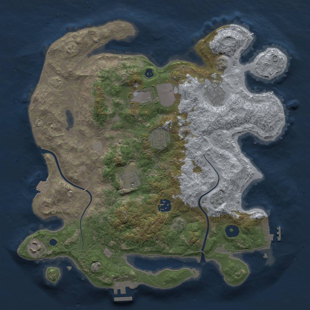 Rust Map: Procedural Map, Size: 3500, Seed: 1661531537, 12 Monuments