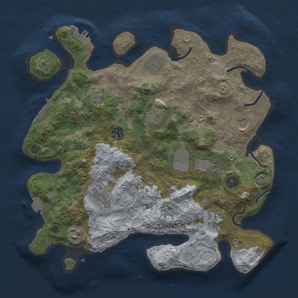 Rust Map: Procedural Map, Size: 3500, Seed: 722304560, 17 Monuments