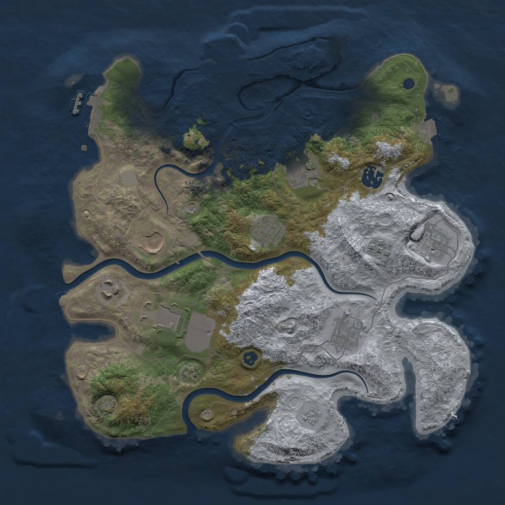 Rust Map: Procedural Map, Size: 3500, Seed: 514721387, 15 Monuments