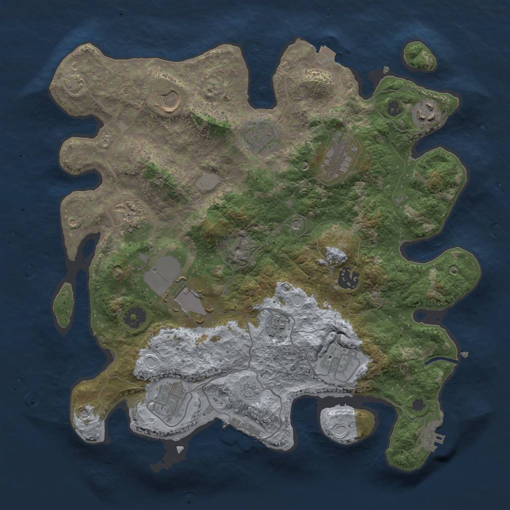 Rust Map: Procedural Map, Size: 3500, Seed: 1138438542, 18 Monuments