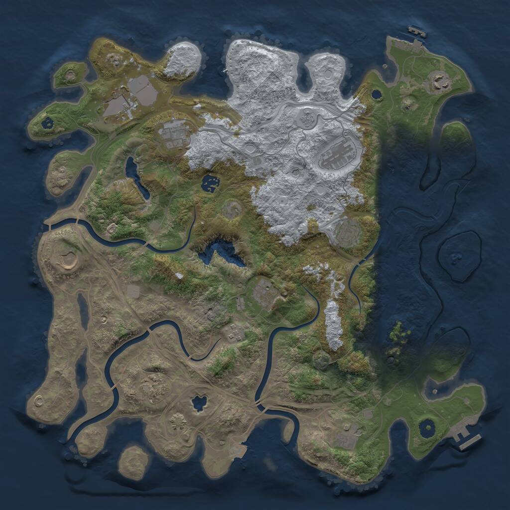Rust Map: Procedural Map, Size: 4300, Seed: 84686725, 17 Monuments