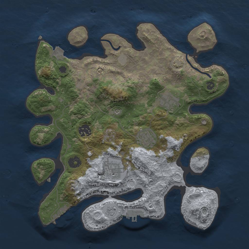 Rust Map: Procedural Map, Size: 3000, Seed: 32662591, 12 Monuments