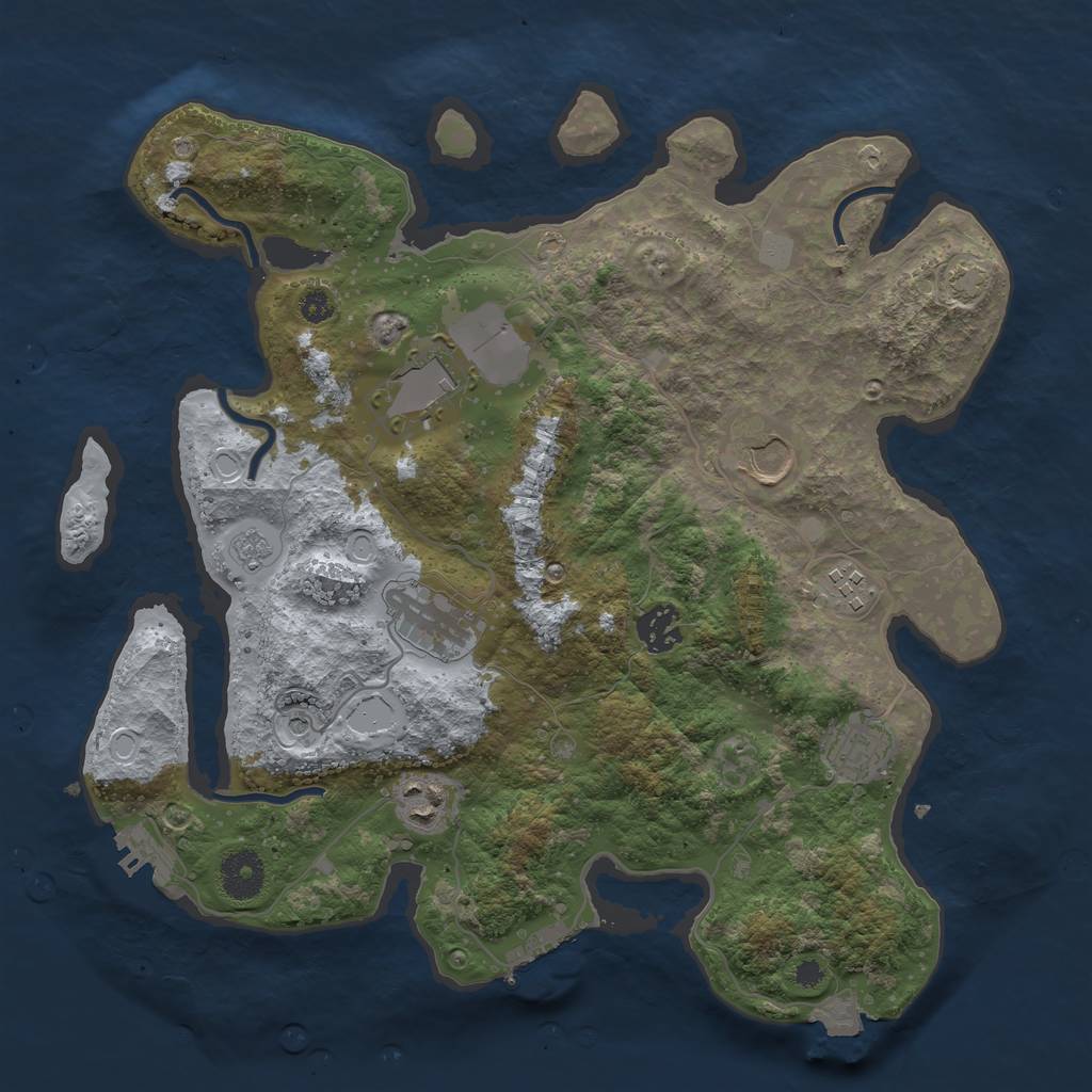 Rust Map: Procedural Map, Size: 3500, Seed: 2092351544, 15 Monuments